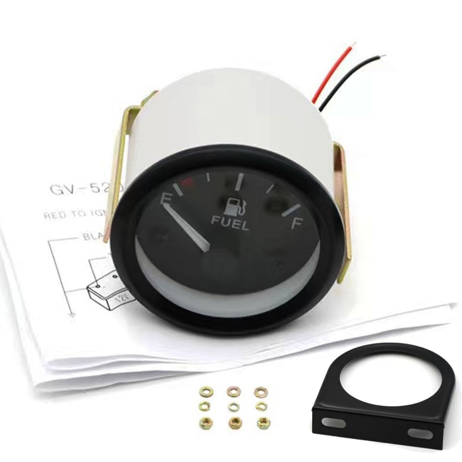 2″ Fuel Level Gauge,12V Fuel Tank Meter E-1/2-F Pointer Meter 240-33ohm for Car