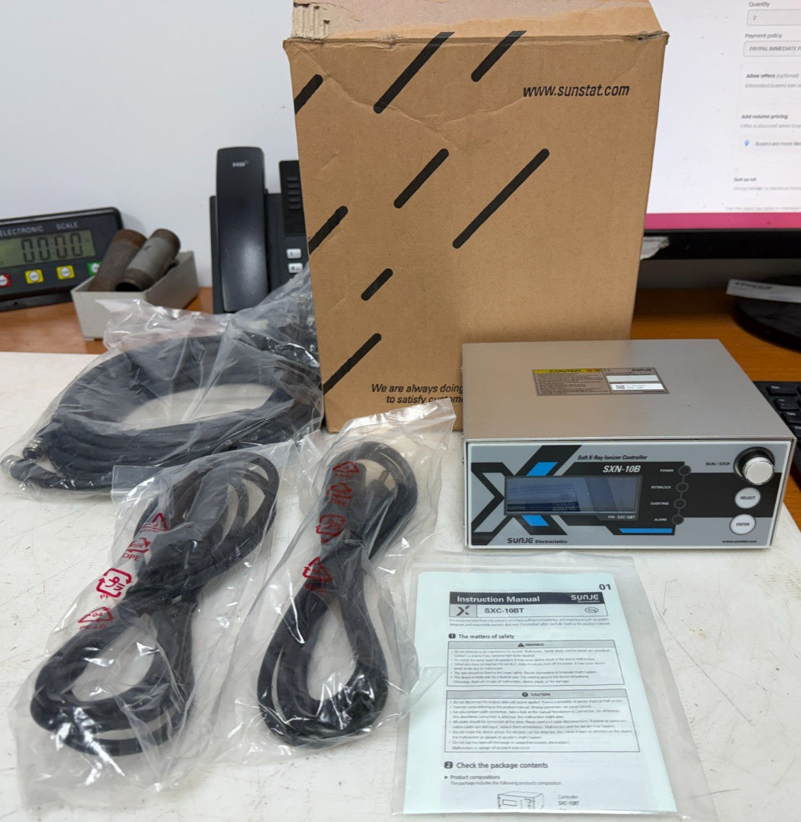 NEW SUNJE ELECTROSTATICS SXN-10B 100-240V SOFT X-RAY IONIZER CONTROLLER SXC-10BT