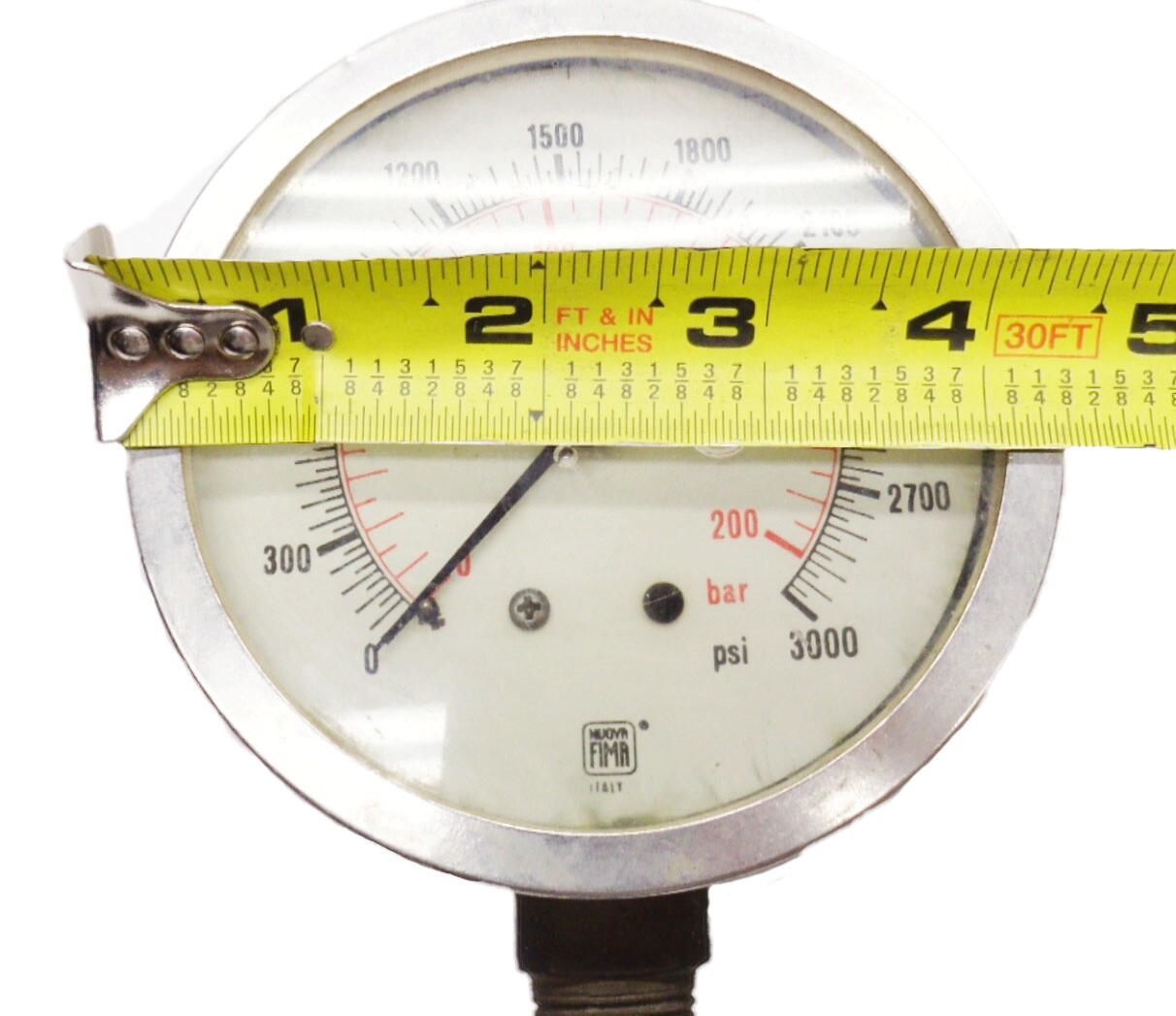 NEW NUOVA FIMA 0-3000PSI PRESSURE GAUGE 4-1/2″ DIA 2″ THICK 3/4″NPT