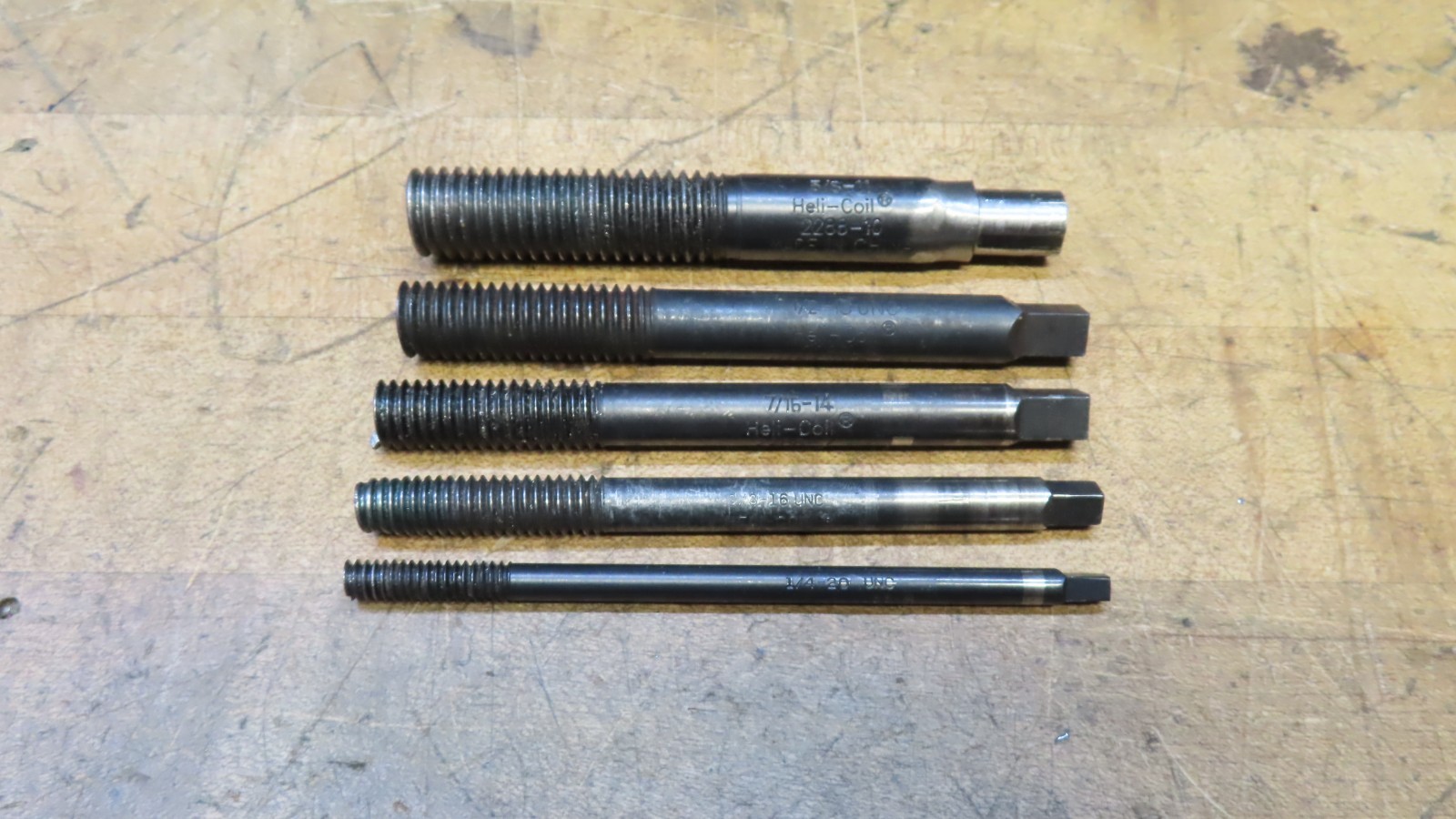 Helicoil SAE thread repair install tools 1/4-20, 3/8-16, 7/16-14, 1/2-13, 5/8-11