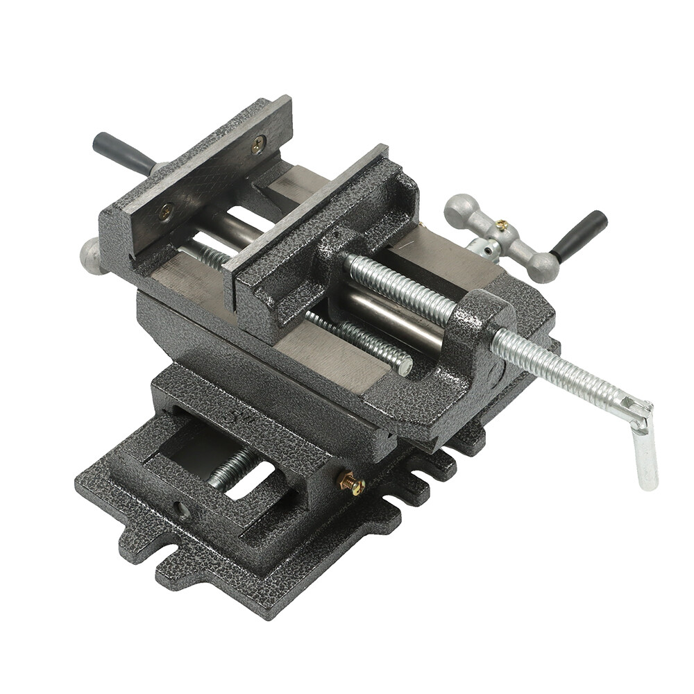 5 Inch Cross Press Vise Slide Vice For Duty Sliding Drill Shop Grip Tools Heavy
