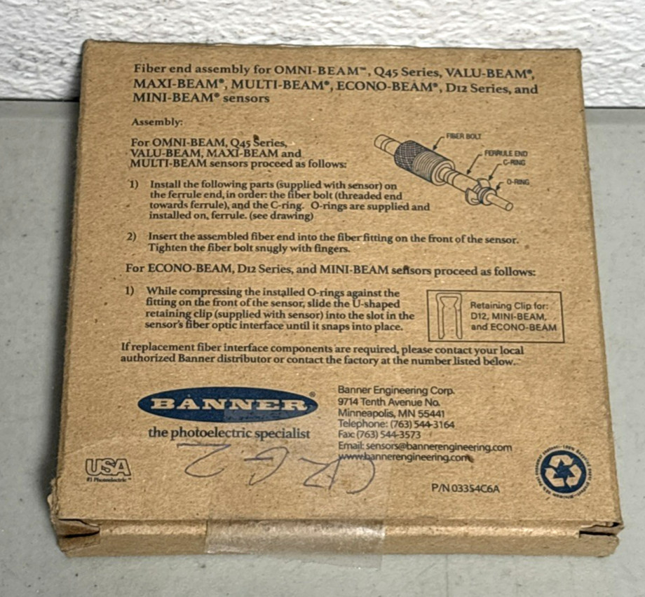 Banner BA23S Diffuse Mode Bifurcated Glass Angle Fiber Optics 36″ Long 17210-New