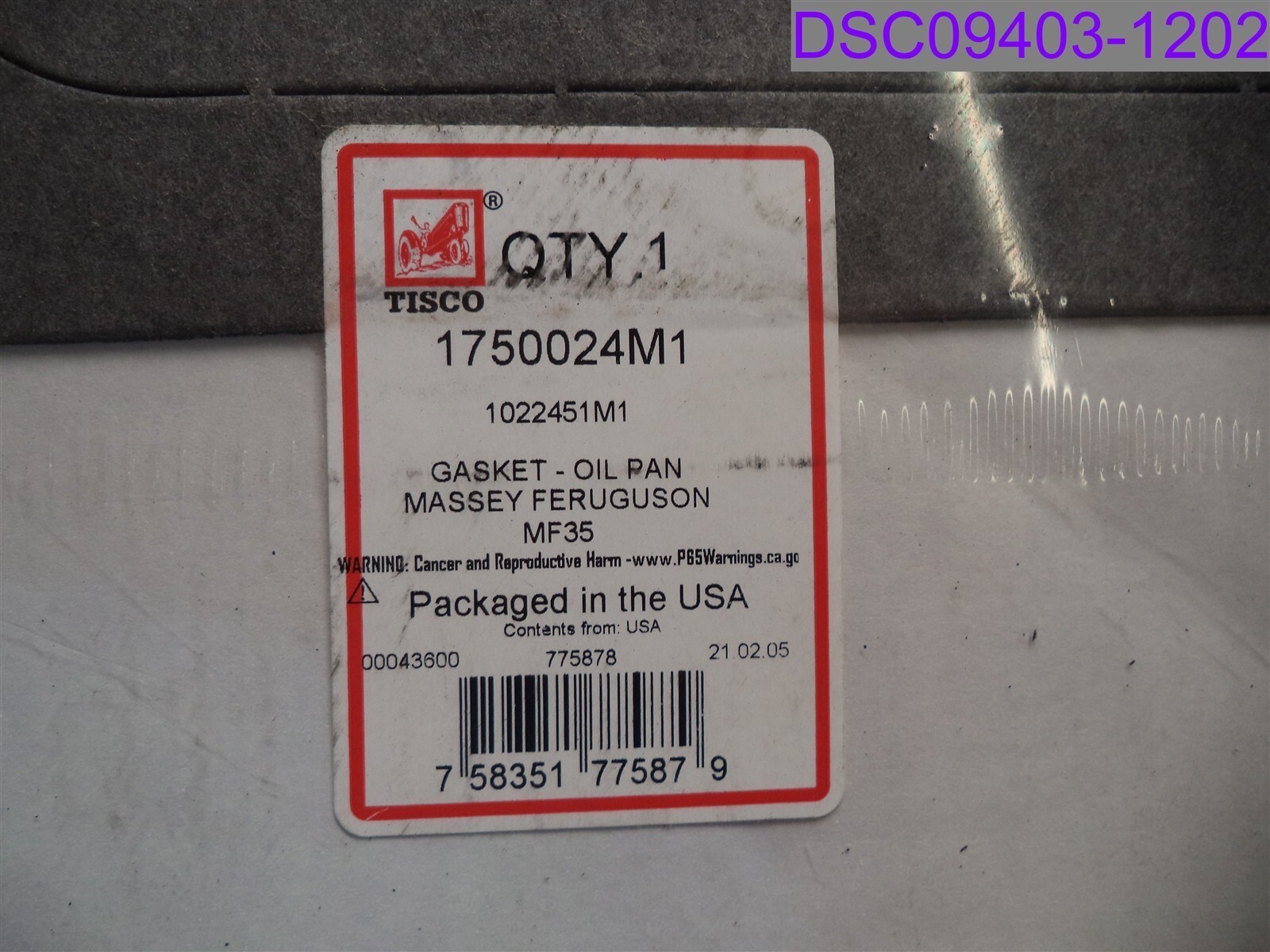 Qty = 10: Tisco Gasket Oil Pan Massey Ferguson MF35 P/N 1750024M1
