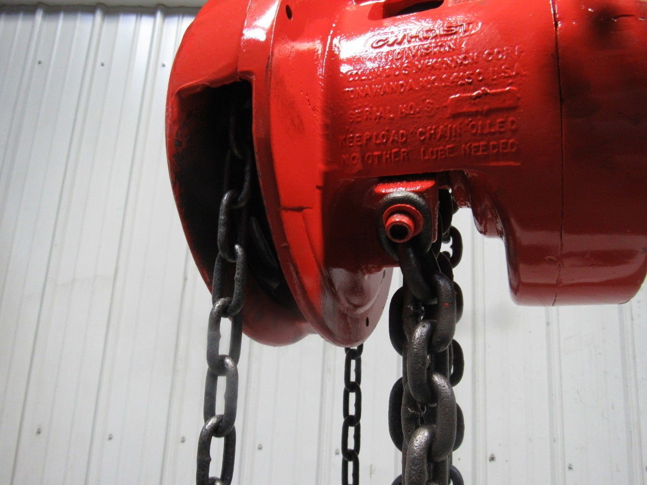 CM Model S 4 Ton Manual Chain Fall Hoist 32′ 6″ Lift w/Load Limiter Tested