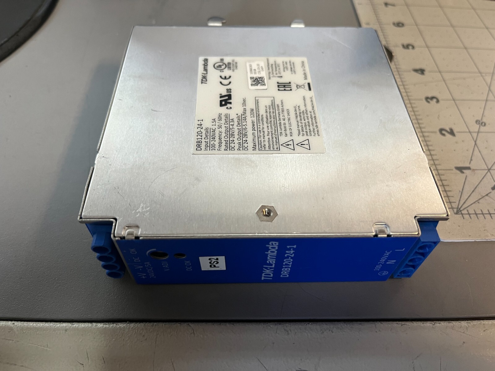 TDK-Lambda DRB120-24-1 DIN Rail AC-DC Power Supply – 120W – 24 VDC – Input: 8…