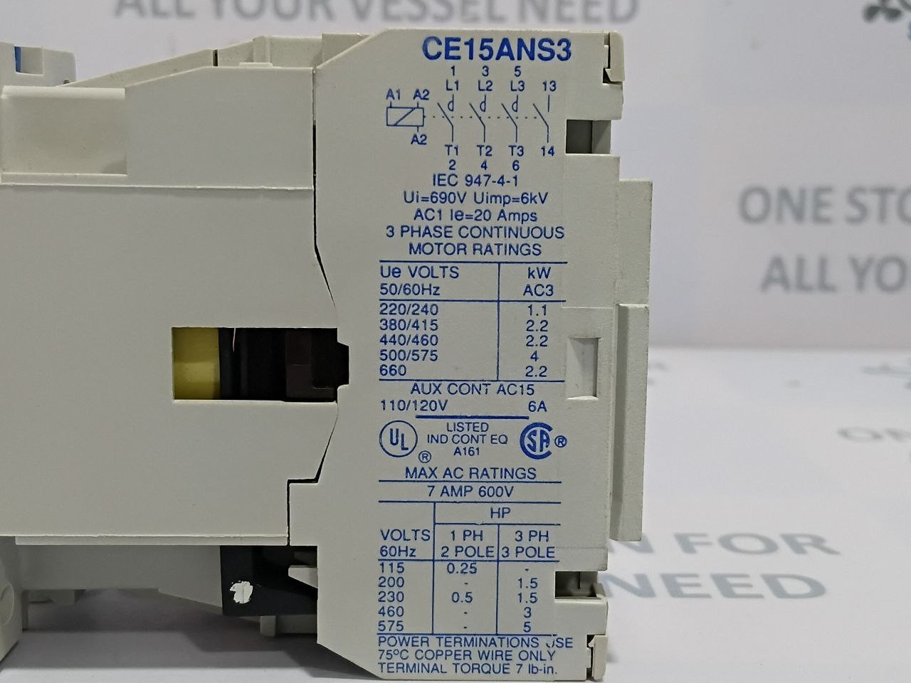 Eaton / Cutler-Hammer CE15ANS3 3-Pole Contactor Coil Voltage 110V 50Hz 120V 60Hz