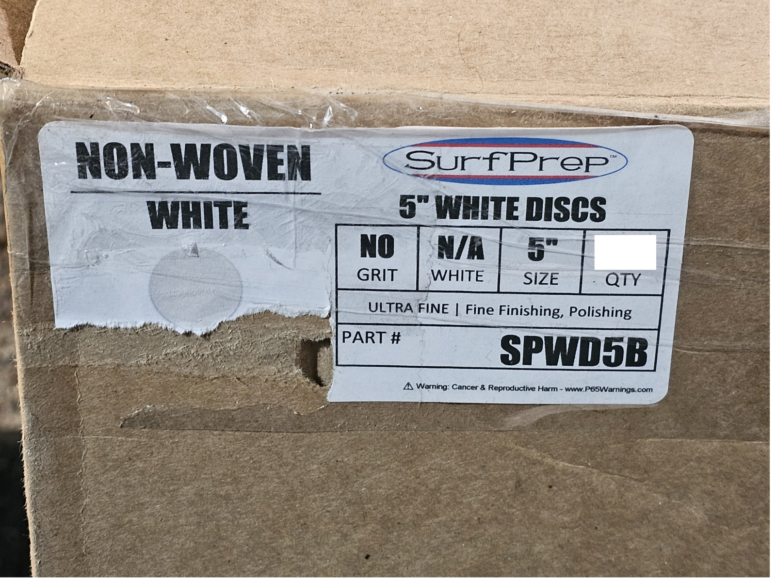 (QTY 50)SurfPrep SPWD5 5″ Non Woven White Abrasive Disc Silicon Carbide 600 Grit