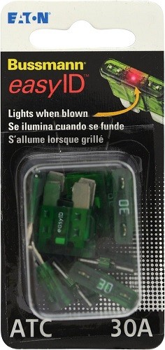 VP/ATC-30ID Green ATC 30 Amp easyId Illuminating Blade Fuses – 10 per Package