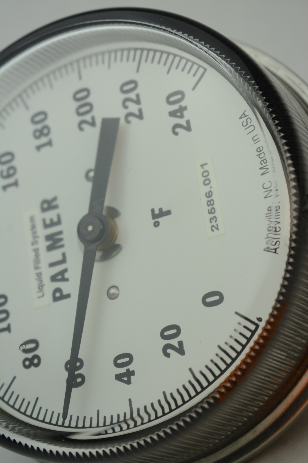 Palmer Industrial Temperature Gauge Liquid filled 0-240F Glass Face