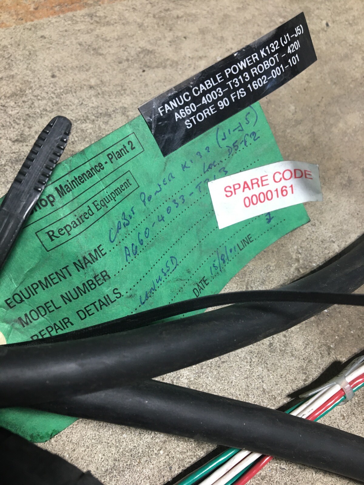 FANUC ROBOTICS A660-4033-T313 K132 J1-J5 POWER CABLE, ROBOT-420I