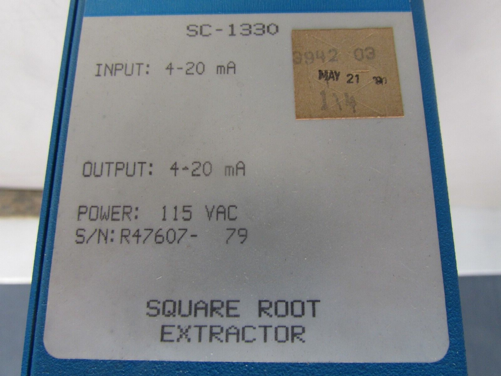 RIS SC-1330 ,SQUARE ROOT EXTRACTOR, In / Out 4-20mA, 115VAC , NEW! MAKE OFFER!