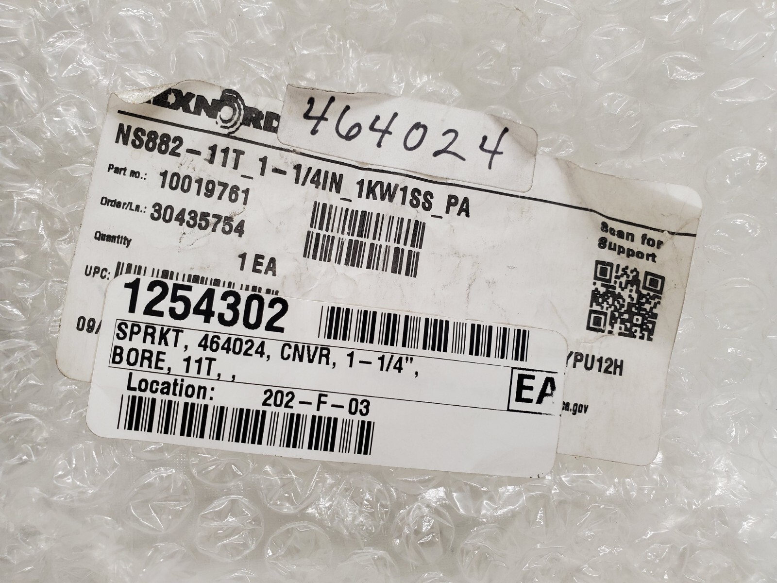 NEW OLD STOCK! REXNORD SPROCKET 10019761 NS882-11T_1-1/4IN_1KW1SS_PA