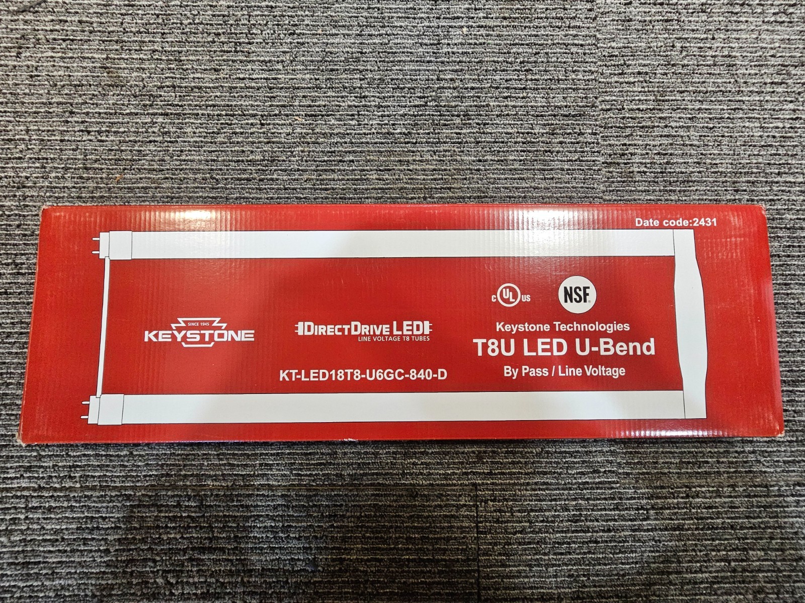 Keystone KT-LED18T8-U6GC 6-In Direct Drive U-Bend T8 LED Lamp 18W 4000K