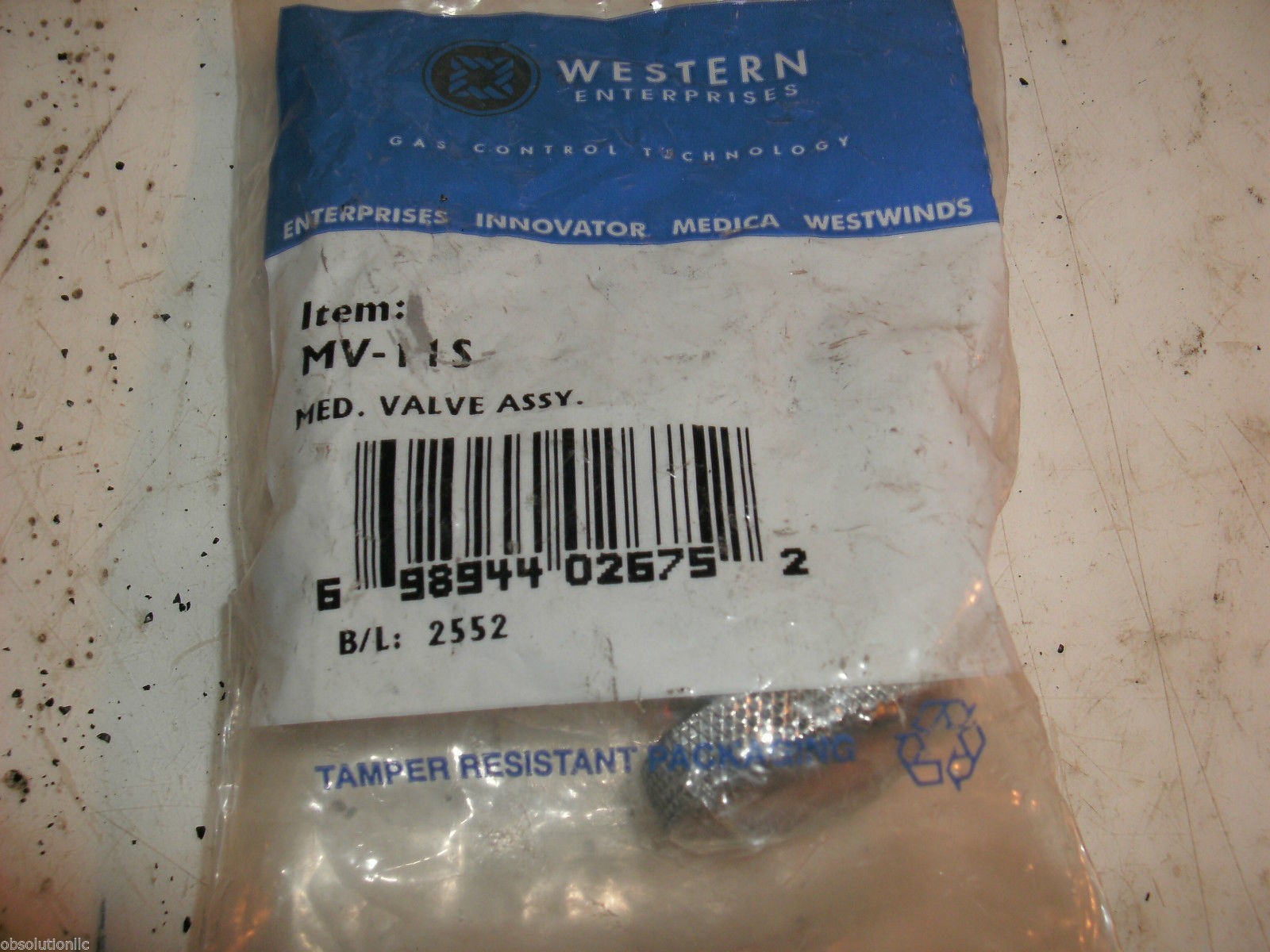 WESTERN ENTERPRISES MV-11S MV11S MEDICAL GAS VALVE ASSEMBLY 1/4″ MNPT X FNPT