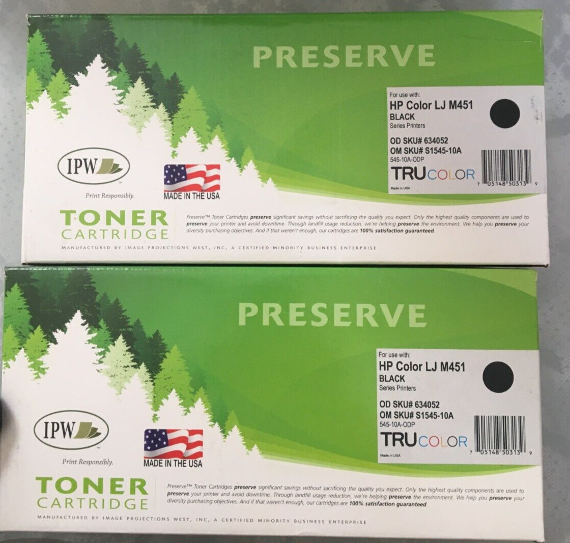 IPW Lot of 2 HP Toner Cartridge Preserve HP M451 Black New