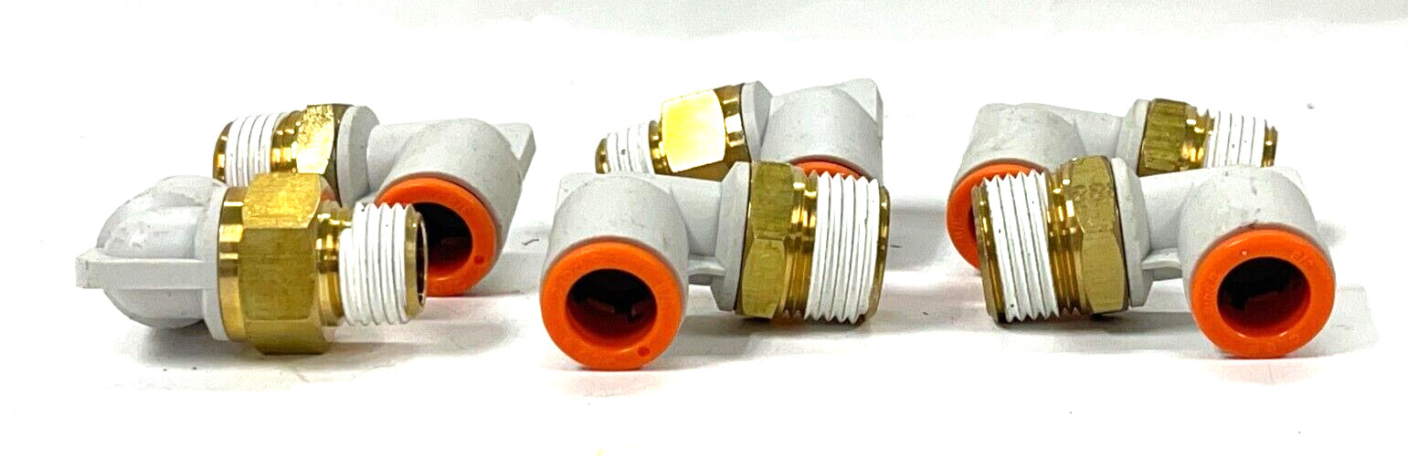 SMC CORP. 90° UNION ELBOW 3/8″ PUSH TO CONNECT *LOT OF 6* KQ2L11-34AS