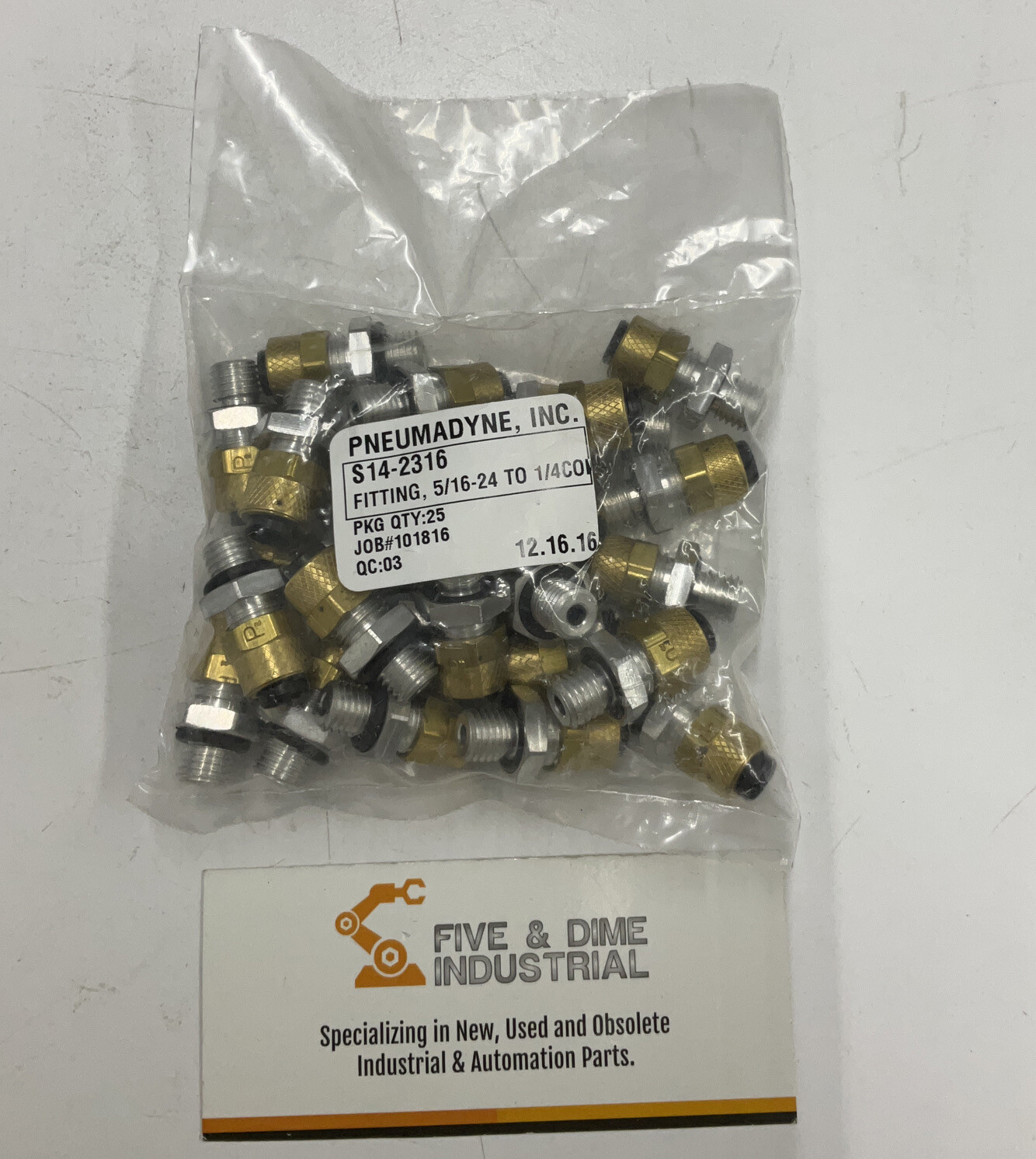 Pneumadyne S14-2316 Pkg. of (25) 5/16 – 24 to 1/4 Push Fittings