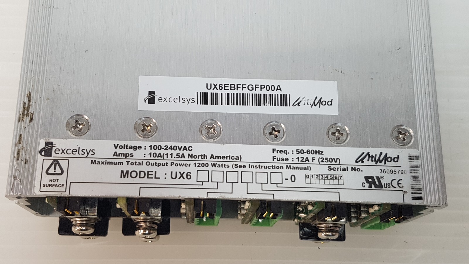 Excelsys UltiMod UX6EBFFGFP00A Modular Power Supply 1200W, LUMENIS SA-10069330_B