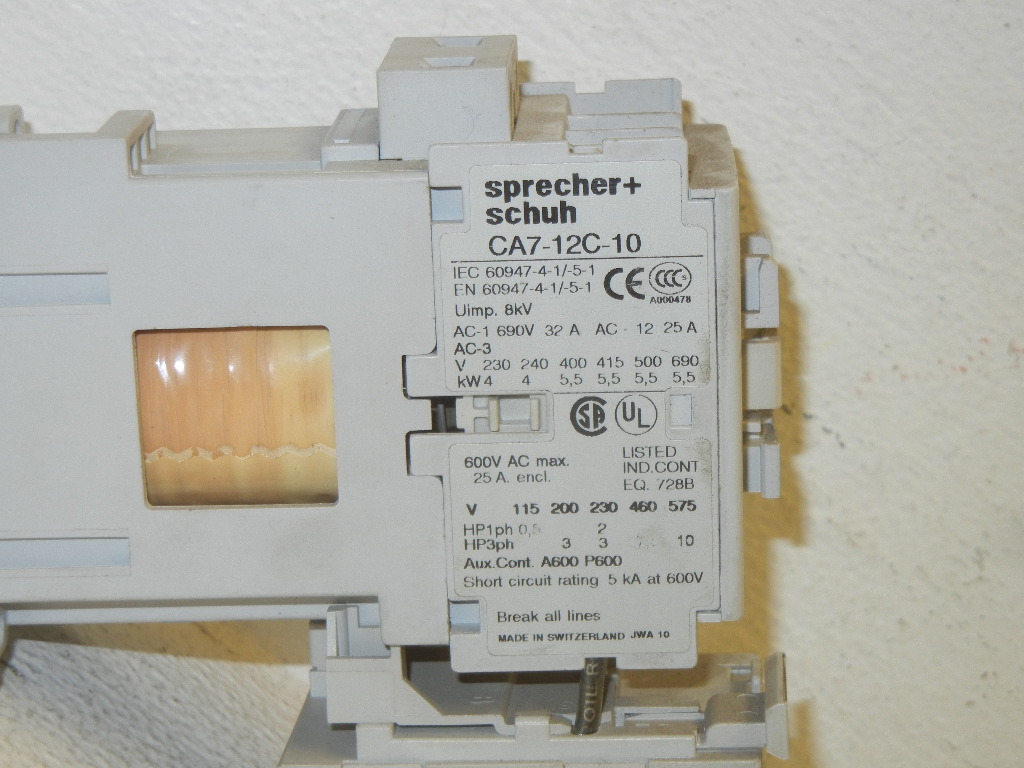 SPRECHER SCHUH CA7-12C-10 USED CONTACTOR W/ CEP7-A32 OVERLOAD RELAY CA712C10