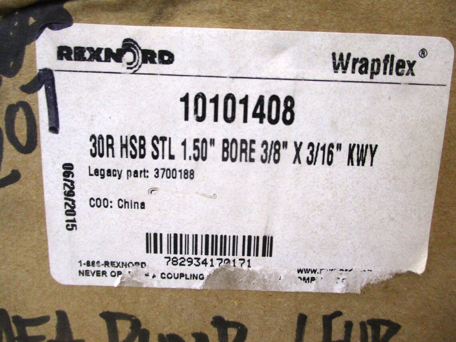 Rexnord 10101408 Wrapflex 30R HSB STL 1.50″ Bore 3/8″ x 3/16″ KWY A6697PA
