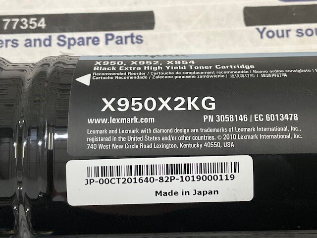 Lexmark Black High Yield Toner Cartridge – X950X2KG – 3058146 w/Warranty