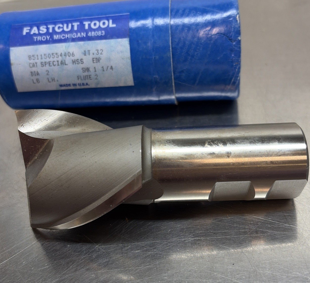 Fastcut Tool 2” HSS End Mill CAT Special Left Hand 2 Flute 1-1/4 Shan