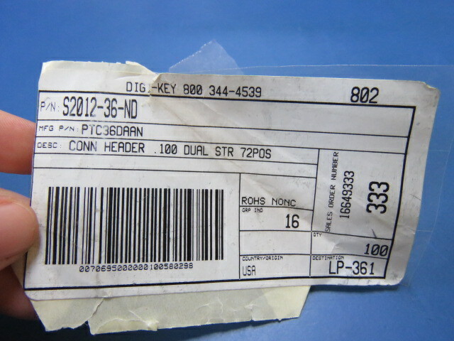 Sullins Connector Solutions PTC36DAAN Qty of 43 per Lot Connector Header Thro