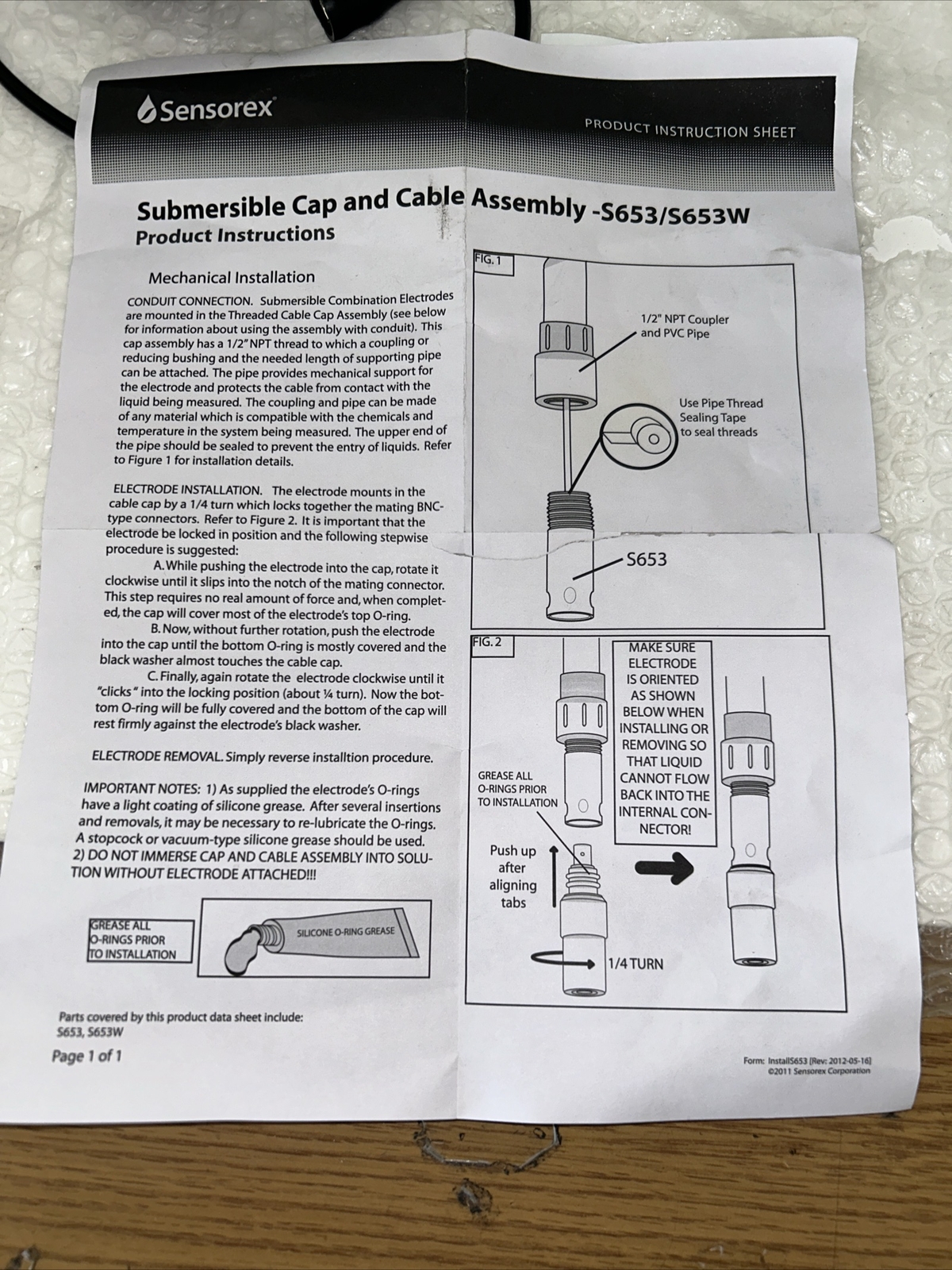 SENSOREX SUBMERSIBLE Cap & Cable Assembly S653W Fast Shipping!+Warranty