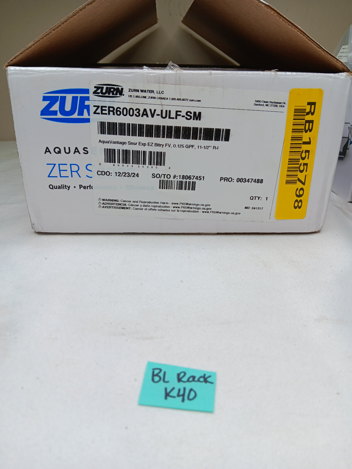 Zurn ZER6003AV-ULF-SM AquaSense 0.125 GPF Sensor Flush Valve