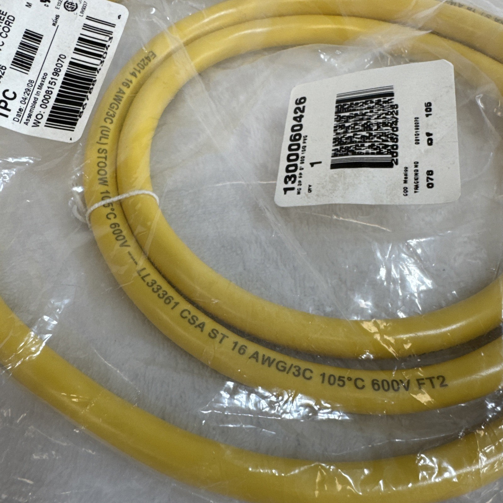 Brad Harrison Connectivity 103001A01F060 3P Female 90 Degree 6′ Cord