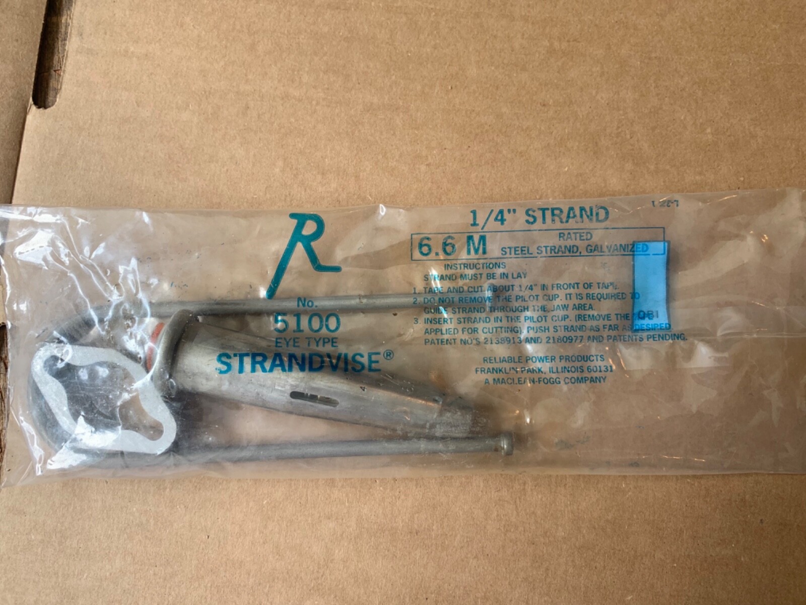 RELIABLE MACLEAN POWER SYSTEMS #5100 Eye Type Strandvise 1/4