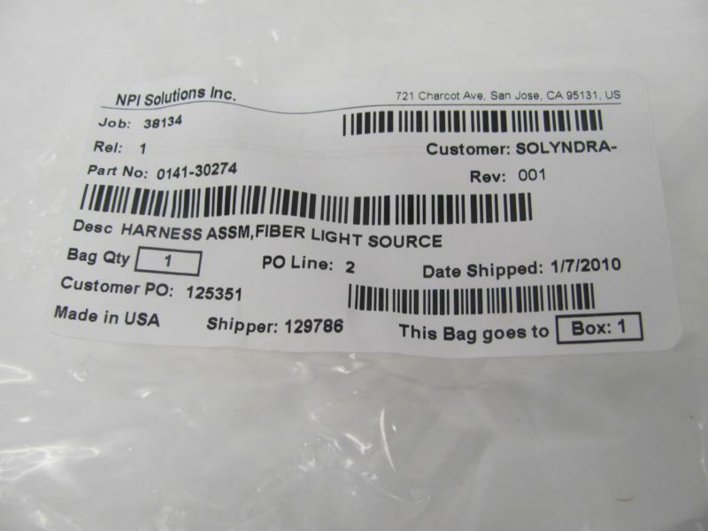 NPI 0141-30272 HARNESS ASSY FIBER LIGHT SOURCE DETECTOR BLACK NEW!!!