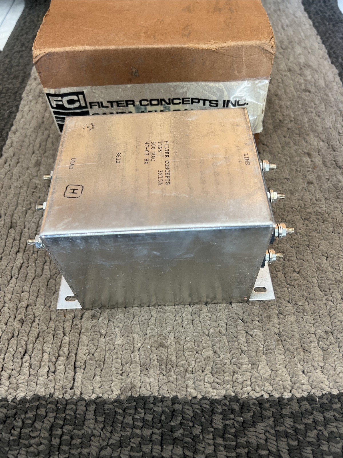 Filter Concepts 1165 EMI Line Filter 500 VAC 3x15A 47-63 HZ New in Box.