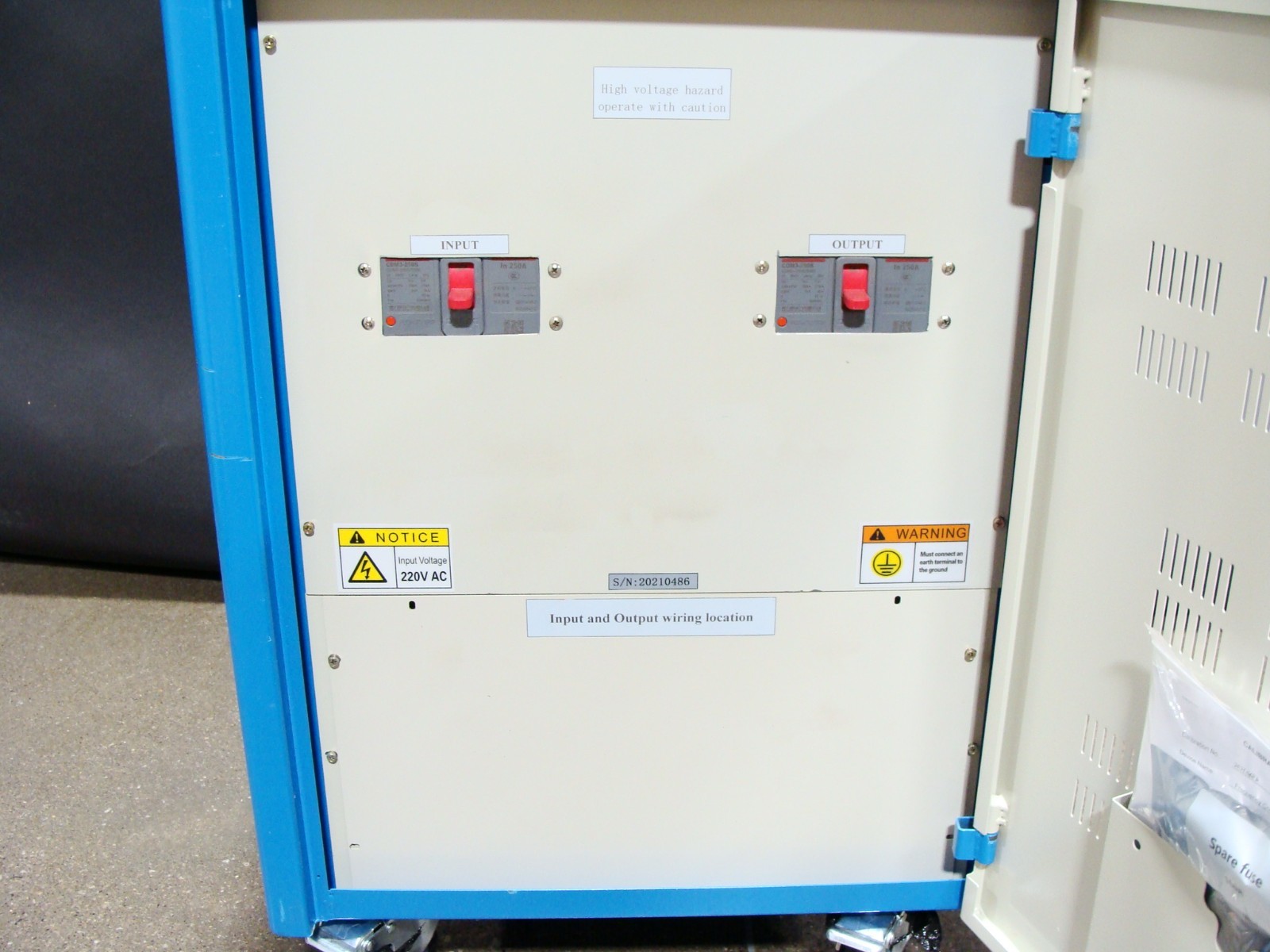 GoHz 30kVA Frequency Converter; 3Ph 220v 50/60hZ Input, 3ph 0-300V 40-120hZ Out