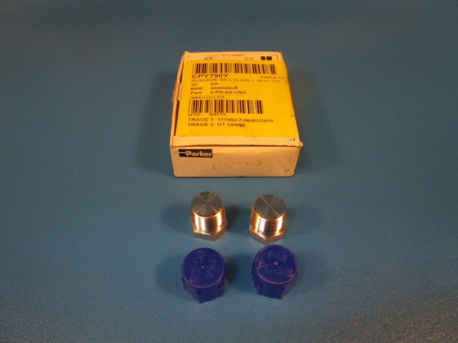 Box of 2 Parker 6-PH-SS-CNQ, Pipe Plug, SS, 3/8″ Hey P316
