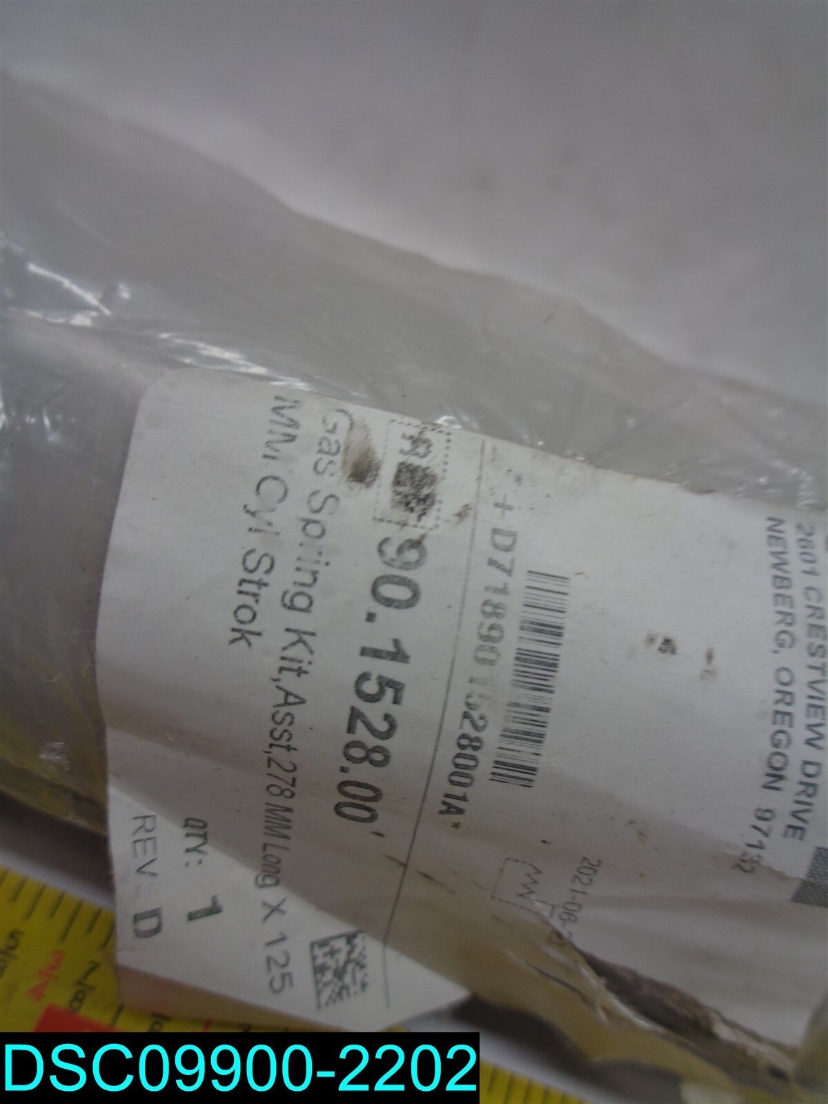 Gas Spring Kit Asst 278 mm long x 125 mm cyl strok
