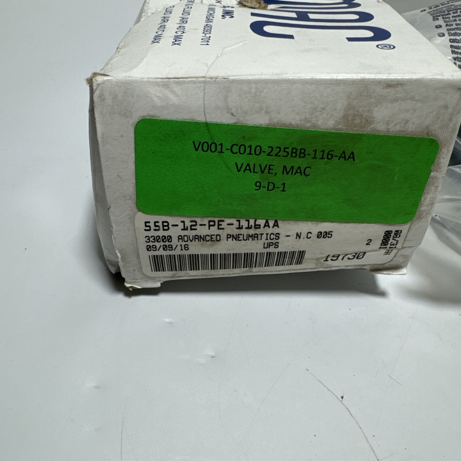 MAC 55B-12-PE-116AA VALVE W/ PED-116AAAA, 6.8 WATTS, 30 TO 150 PSI NNB
