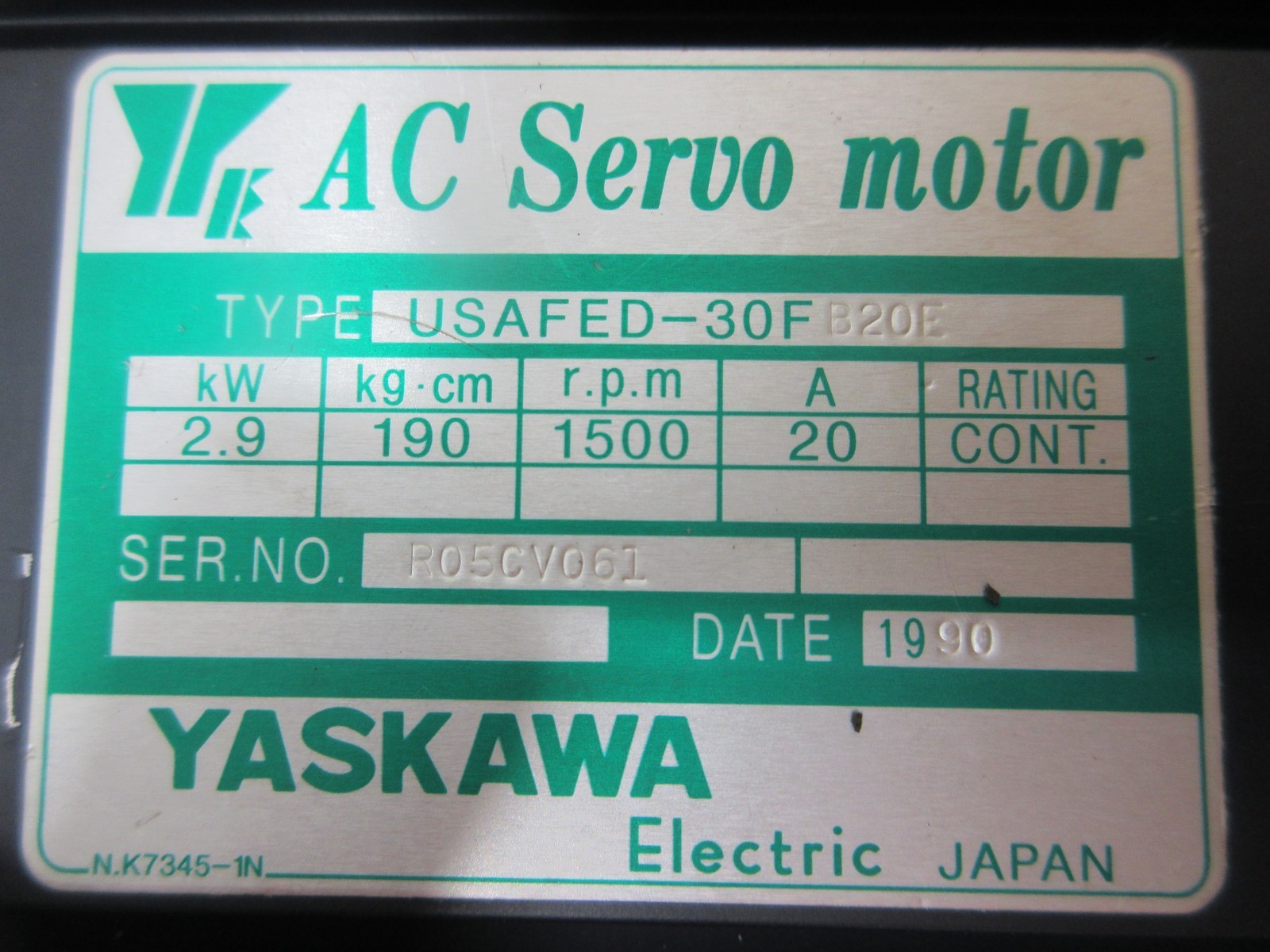 *SPECIAL PRICE* YASKAWA MOTOR USAFED-30FB20E ENCODER UTOPI-500UB WARRANTY