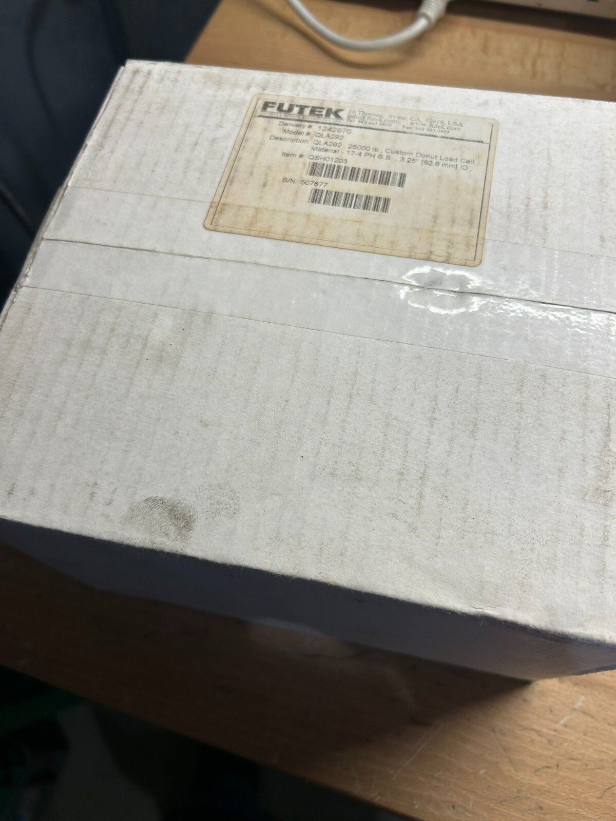 FUTEK QLA292 CUSTOM DONUT LOAD CELL 25,000LB CAPACITY-NEW IN BOX