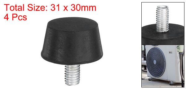4Pcs Thread Levelling Feet 1.18″x0.63″ with M8x15mm Studs Black
