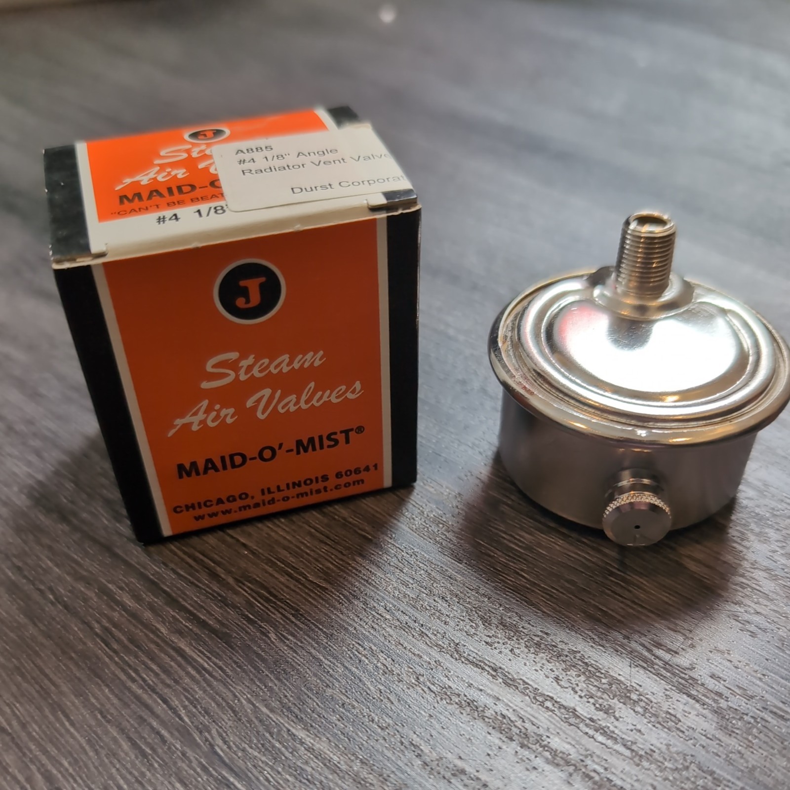 Maid-O-Mist #4 1/8″ Angle Steam Radiator Air Vent Valve – Made in USA