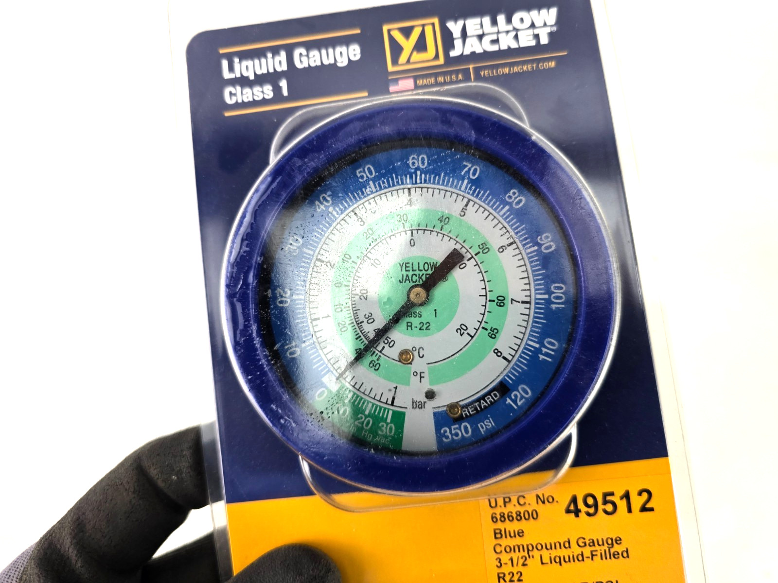 Yellow Jacket BLUE 49512 3-1/2″ LO-SIDE LIQUID-FILLED Manifold Gauge