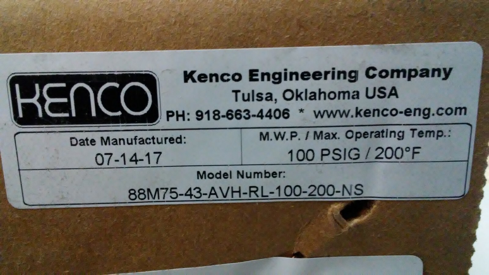 NIB! KENCO 100-PSIG 0-41″ AMBIENT FLOW METER GAUGE 88M75-43-AVH-RL-100-200-NS