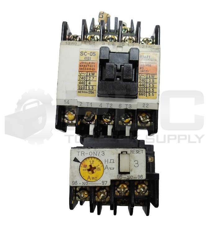 FUJI ELECTRIC SC-05 [13] CONTACTOR 13A 3PH W/ TR-0N/3 OVERLOAD RELAY