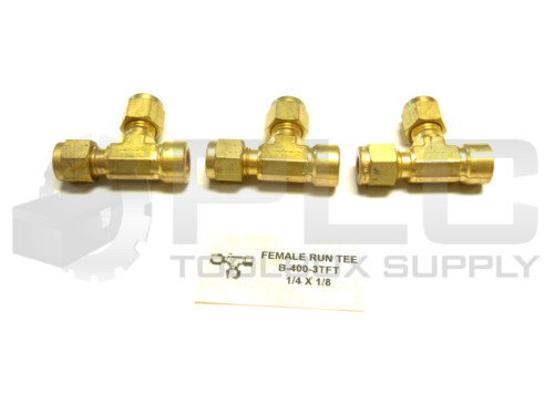 NEW LOT OF 3 SWAGELOK B-400-3TFT FEMALE RUN TEE 1/4 X 1/8