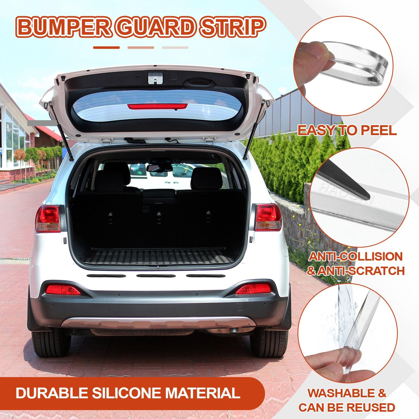 Bumper Guard Strip, 4 Pcs Anti-Collision Patch Anti-Scratch Rear Bumper Prote…