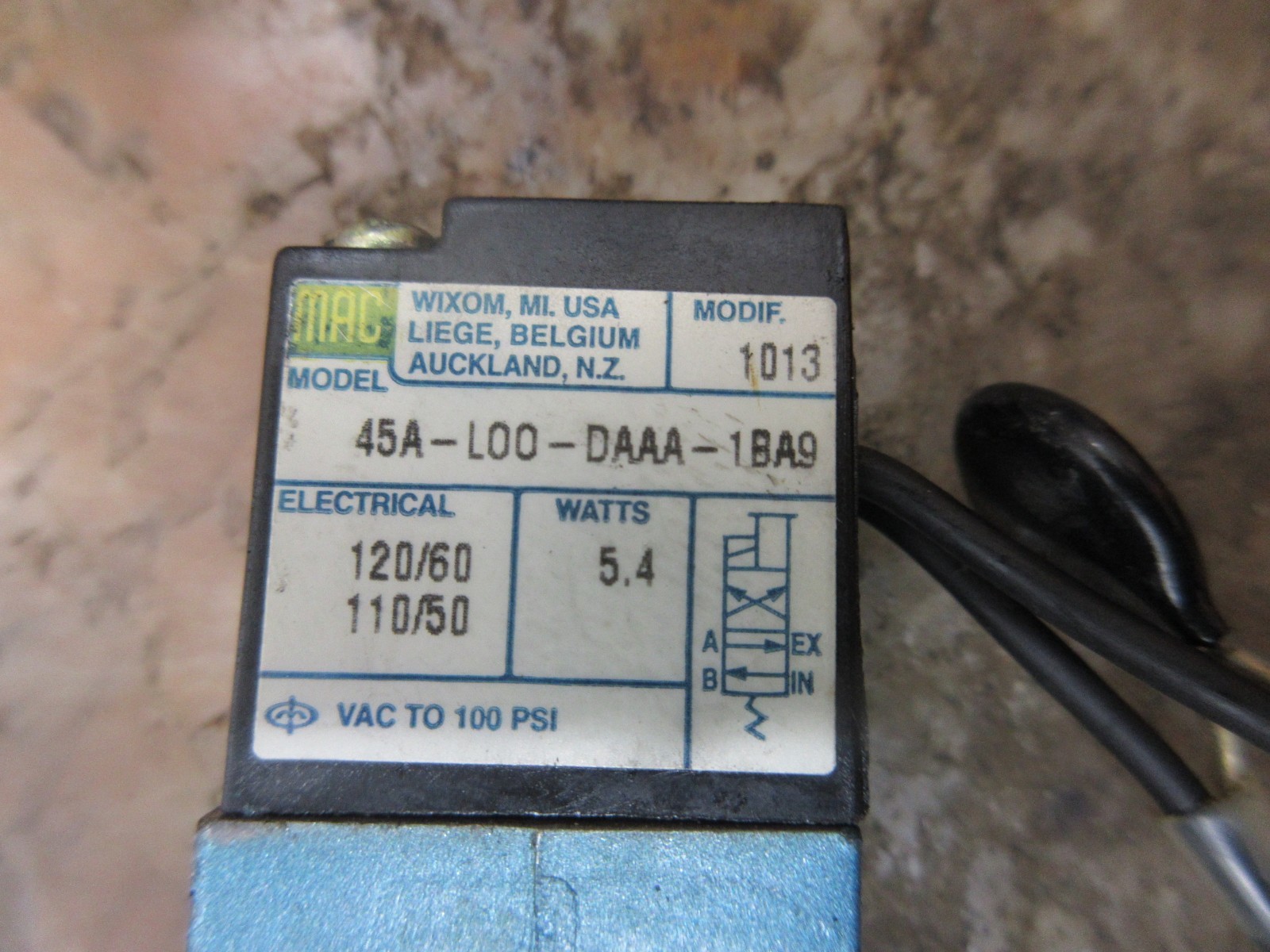 1996 HAAS VF-1 CNC VERTICAL MILL MAC 45A-L00-DAAA-1BA9 VALVE EACH 1