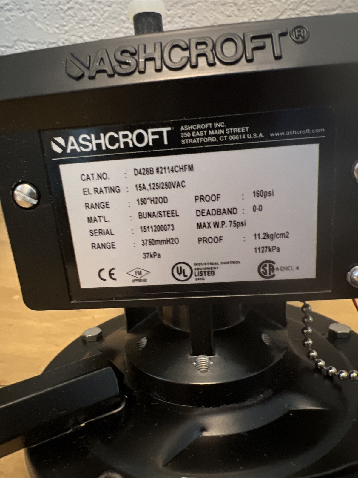 ASHCROFT D428B 30″H2O NSNP