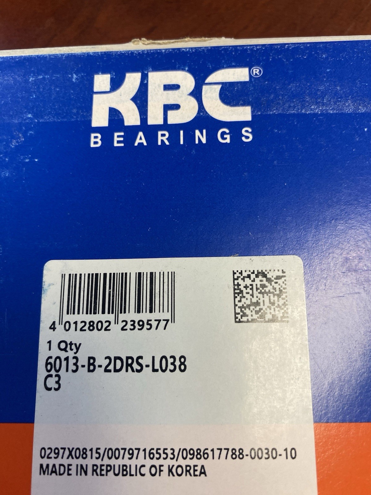 6013-B-2DRS-L038 KBC BEARINGS NEW IN THE BOX QTY 4