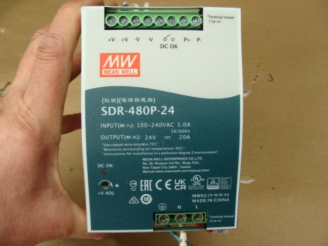 MEAN WELL INDUSTRIAL POWER SUPPLY SDR-480P-24 100-240VAC 5.0A